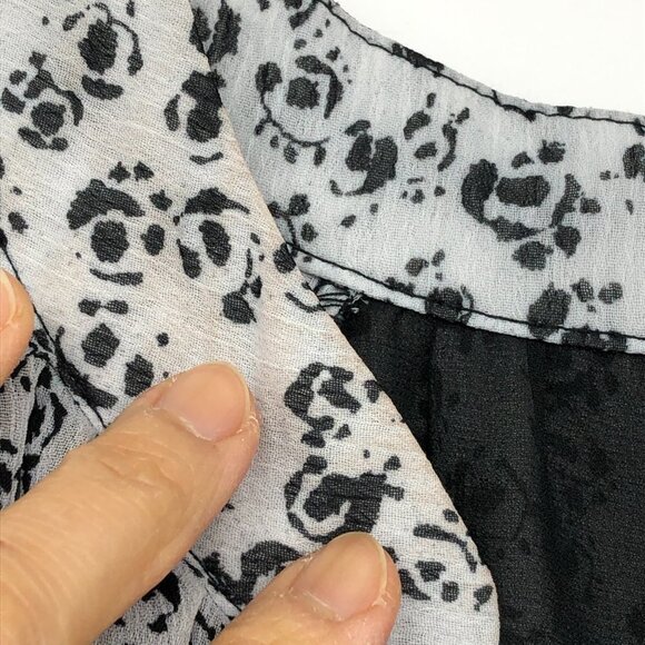 Joie Floral Print Caillie long sleeve Top Black White balloon sleeve Blouse M - Picture 12 of 15